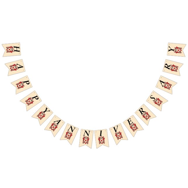 Happy Anniversary Dreaming Red Flowers Butterflies Bunting (All)