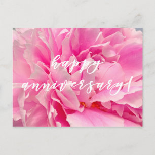 Happy Anniversary! Elegant Pink Peonies Postcard