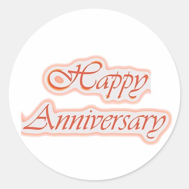 HAPPY Anniversary : Elegant Text  Background Colou Classic Round Sticker (Front)
