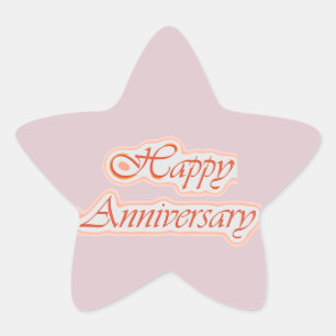 HAPPY Anniversary : Elegant Text Background Star Sticker