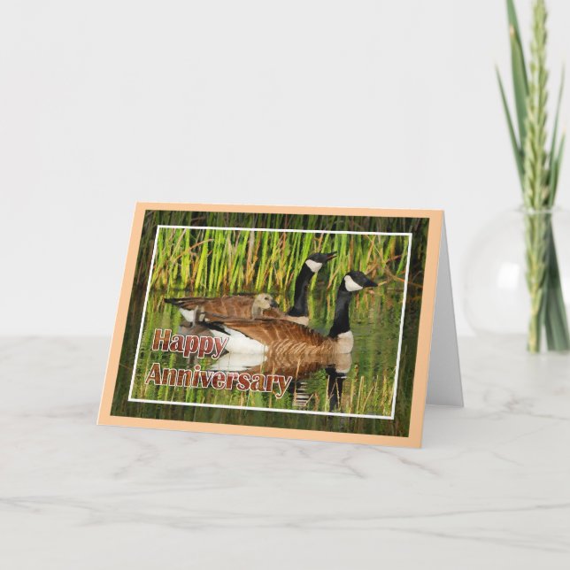 Happy Anniversary Geese Family Card (Front)