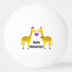 Happy Anniversary Giraffes Ping Pong Ball