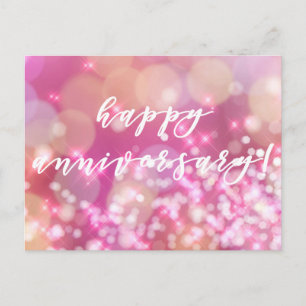 Happy Anniversary ! Glamourous Pink Sparkles Postcard