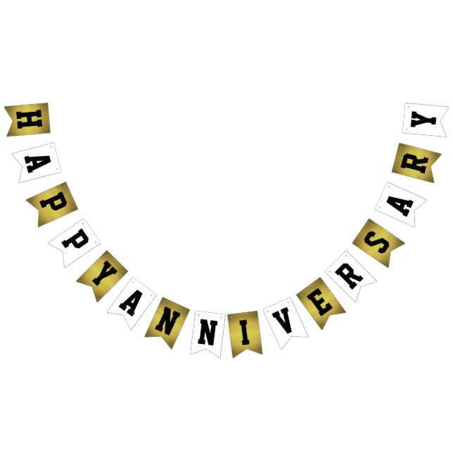 Happy Anniversary Golden and White Bunting (All)
