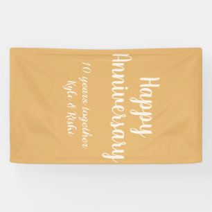 Happy anniversary golden white 10 years name date  banner