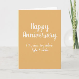 Happy anniversary golden white 10 years name date  card