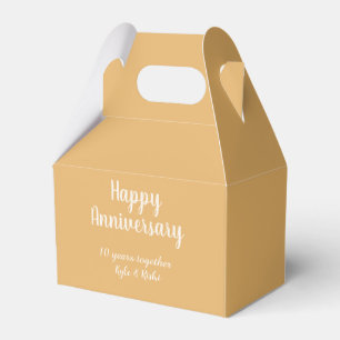 Happy anniversary golden white 10 years name date favour box