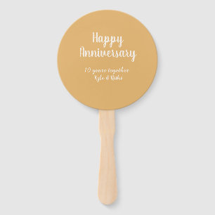 Happy anniversary golden white 10 years name date hand fan