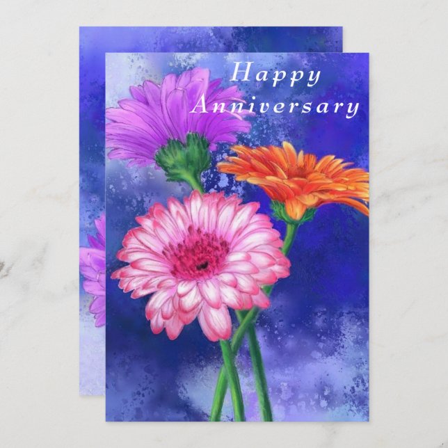 Happy Anniversary - Gorgeous Three Colour Gerberas (Front/Back)