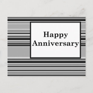 happy anniversary : grey striped postcard