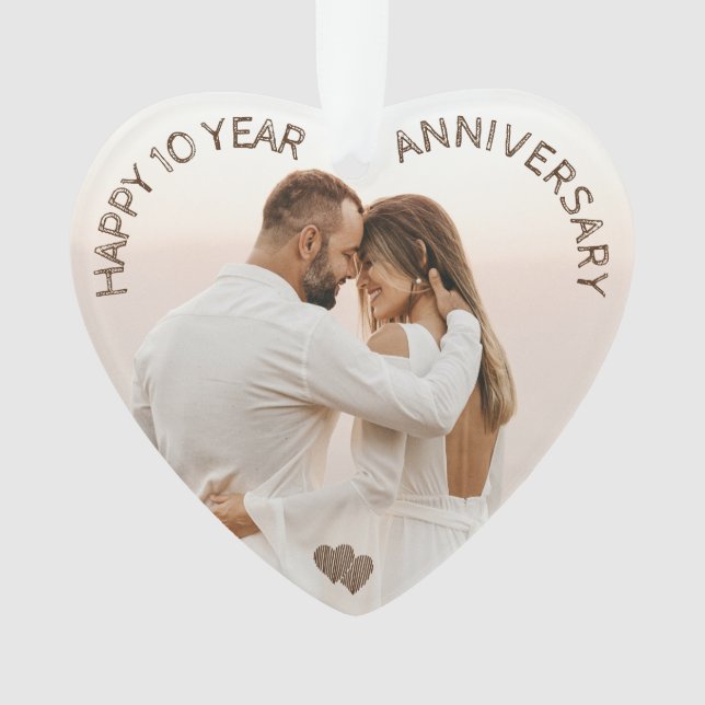 Happy Anniversary Heart Customisable Ornament (Front)