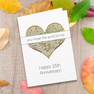 Happy Anniversary Heart Shaped World Card