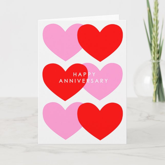 Happy Anniversary Hearts Card (Front)