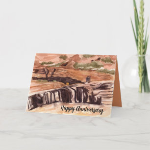 Happy Anniversary Hiking Mountain Desert Landscape Card