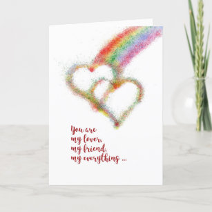 Happy Anniversary, Husband, Gay, Rainbow,  Hearts Card
