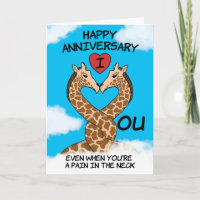 Happy Anniversary I Love You Funny Giraffe