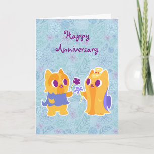 Happy Anniversary Kawaii Dog Puppy Love Yorkies Card