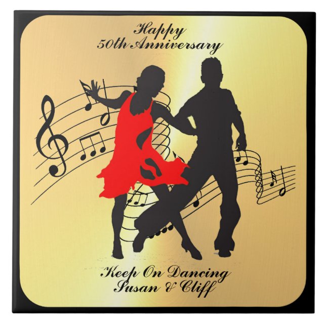 HAPPY ANNIVERSARY-KEEP ON DANCING CERAMIC TILE (Front)