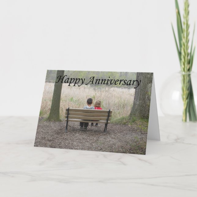 Happy Anniversary - Kids on Bench Card (Front)