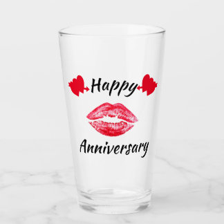 HAPPY ANNIVERSARY KISS GLASS