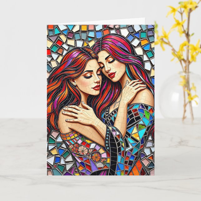Happy Anniversary | Lesbian Couple Card (Yellow Flower)