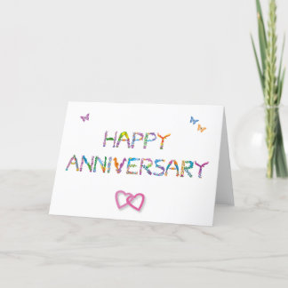 Happy Anniversary linked heart - tropical word art Thank You Card