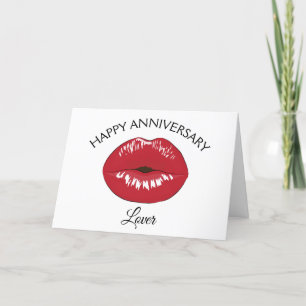 Happy Anniversary Lover Red Lips Kiss Card