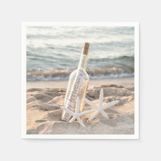 Happy Anniversary message in bottle Napkin (Front)