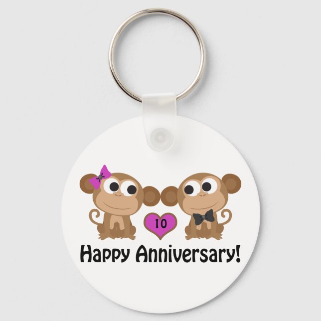 Happy Anniversary Monkeys Key Ring (Front)