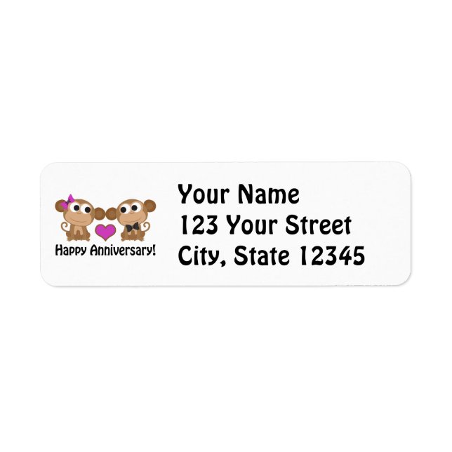 Happy Anniversary Monkeys Return Address Label (Front)