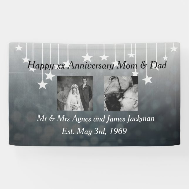 Happy Anniversary Mum and Dad Old and New Photo Banner (Horizontal)