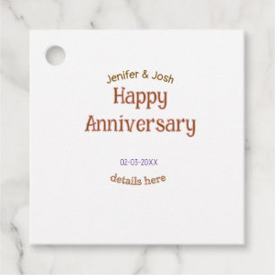 happy anniversary name golden pink details trendy favour tags