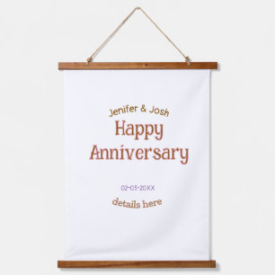 happy anniversary name golden pink details trendy  hanging tapestry