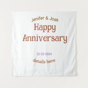 happy anniversary name golden pink details trendy  tapestry