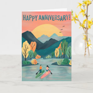 Happy Anniversary Paddleboarding SUP Paddleboard  Card