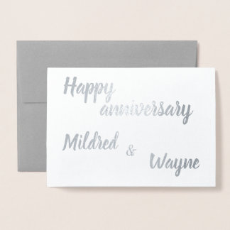 Happy Anniversary Personalised Names Foil Card