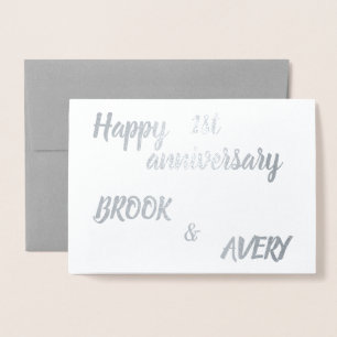 Happy Anniversary Personalised Names & Number Foil Card