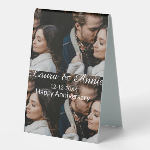 Happy anniversary photo collage name date simple w