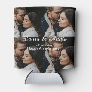 Happy anniversary photo collage name date simple w can cooler