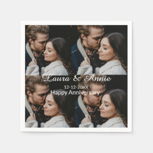 Happy anniversary photo collage name date simple w napkin