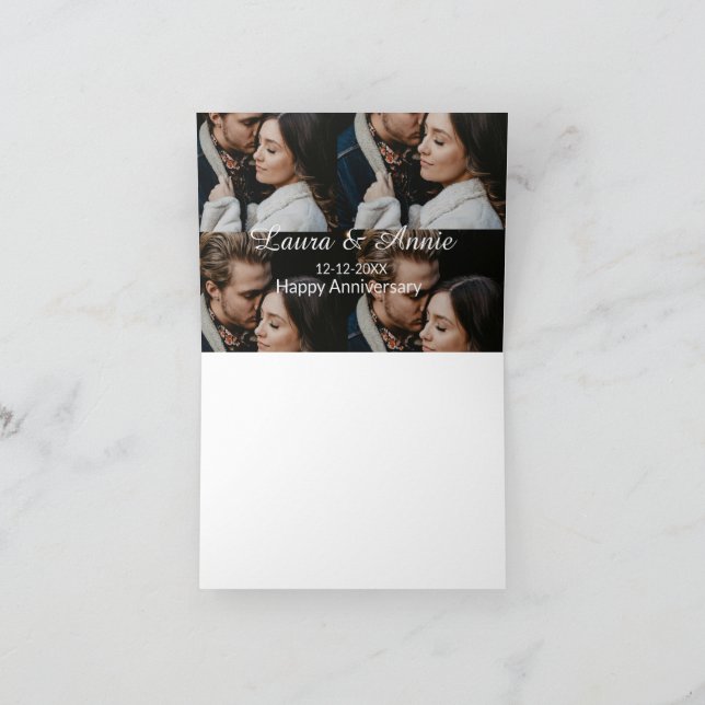 Happy anniversary photo collage name date simple w thank you card (Inside)