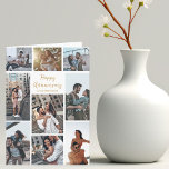 Happy Anniversary Photo Collage Romantic Modern Card<br><div class="desc">Chic customisable photo collage card for your husband,  wife,  girlfriend,  or boyfriend on your anniversary. Add 9 of your favourite relationship,  engagement,  or wedding photos and order this custom cards as a romantic gift for your partner. A beautiful personalised card full of memories.</div>