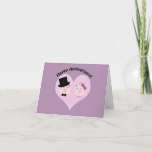 Happy Anniversary Pig Couple Card