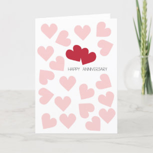 Happy Anniversary Pink and Red Hearts Card