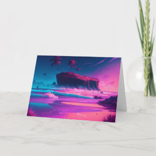 Happy Anniversary    Pink Ocean Waves Card