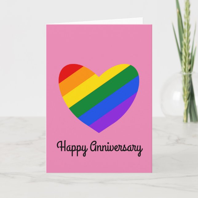 Happy Anniversary Rainbow Heart #1 Card (Front)