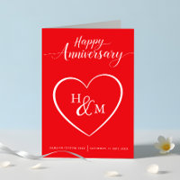 Happy Anniversary Red and White Script