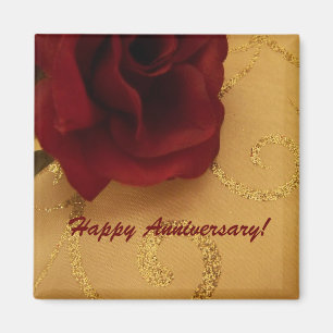 Happy Anniversary Red Rose Magnet