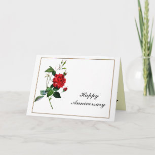 Happy Anniversary  Red Rose, Pierre Joseph Redout Card