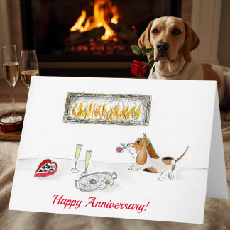 Happy Anniversary Romantic Hound Dog Card